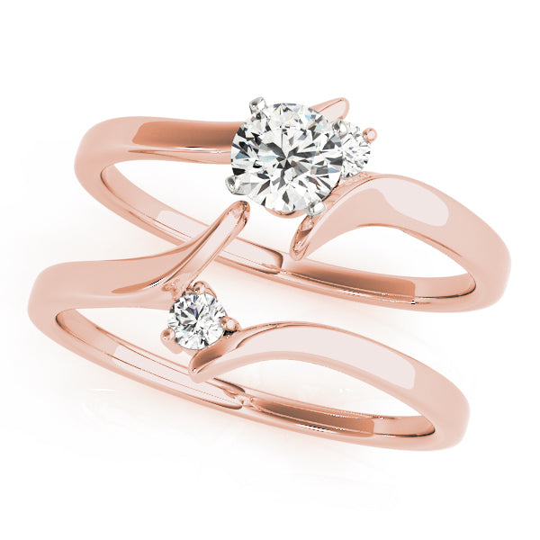 Adored Bypass Round Diamond Engagement Ring — 9K/18K Gold & Platinum