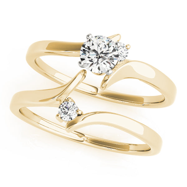 Adored Bypass Round Diamond Engagement Ring — 9K/18K Gold & Platinum