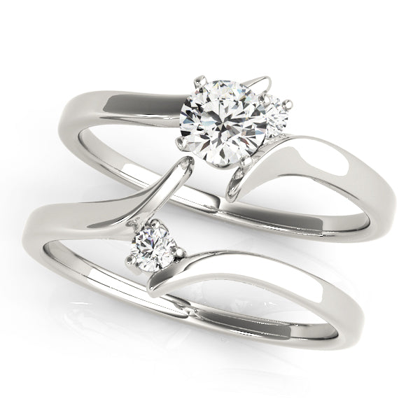 Adored Bypass Round Diamond Engagement Ring — 9K/18K Gold & Platinum
