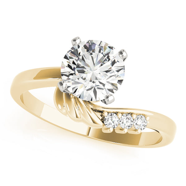 Noble Bypass Round Diamond Engagement Ring — 9K/18K Gold & Platinum