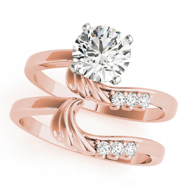 Noble Bypass Round Diamond Engagement Ring — 9K/18K Gold & Platinum
