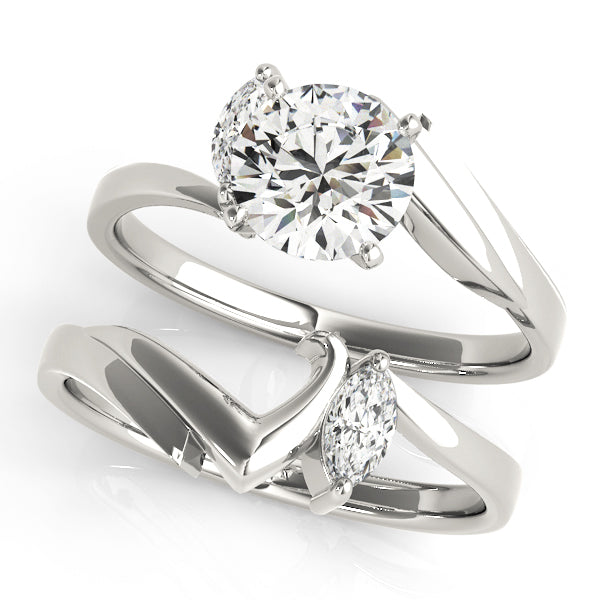 Classic Bypass Marquise Diamond Engagement Ring — 9K/18K Gold & Platinum