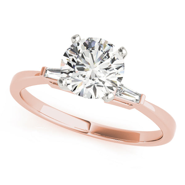 Elegant Three-Stone Baguette Round Diamond Engagement Ring — 9K/18K Gold & Platinum