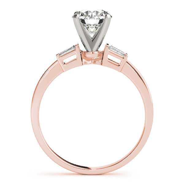 Elegant Three-Stone Baguette Round Diamond Engagement Ring — 9K/18K Gold & Platinum
