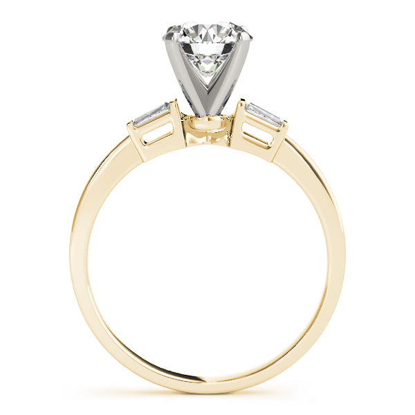Elegant Three-Stone Baguette Round Diamond Engagement Ring — 9K/18K Gold & Platinum