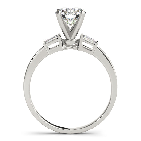 Elegant Three-Stone Baguette Round Diamond Engagement Ring — 9K/18K Gold & Platinum