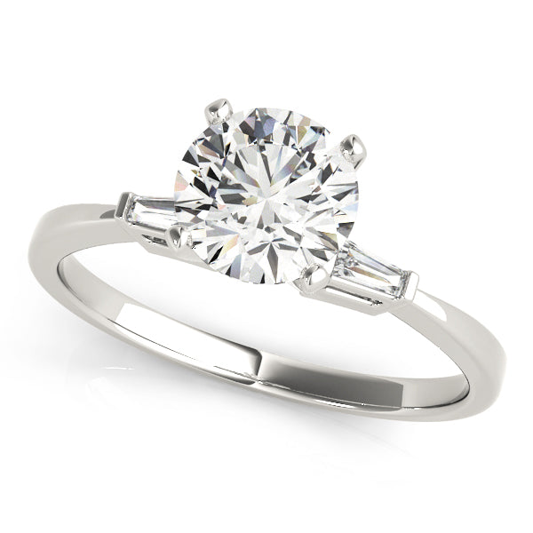 Elegant Three-Stone Baguette Round Diamond Engagement Ring — 9K/18K Gold & Platinum