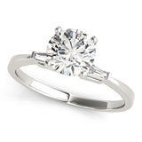 Elegant Three-Stone Baguette Round Diamond Engagement Ring — 9K/18K Gold & Platinum