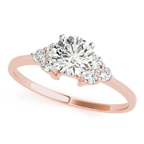 Heirloom Cluster Sides Round Diamond Engagement Ring — 9K/18K Gold & Platinum