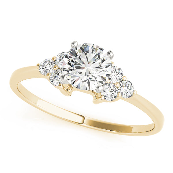 Heirloom Cluster Sides Round Diamond Engagement Ring — 9K/18K Gold & Platinum