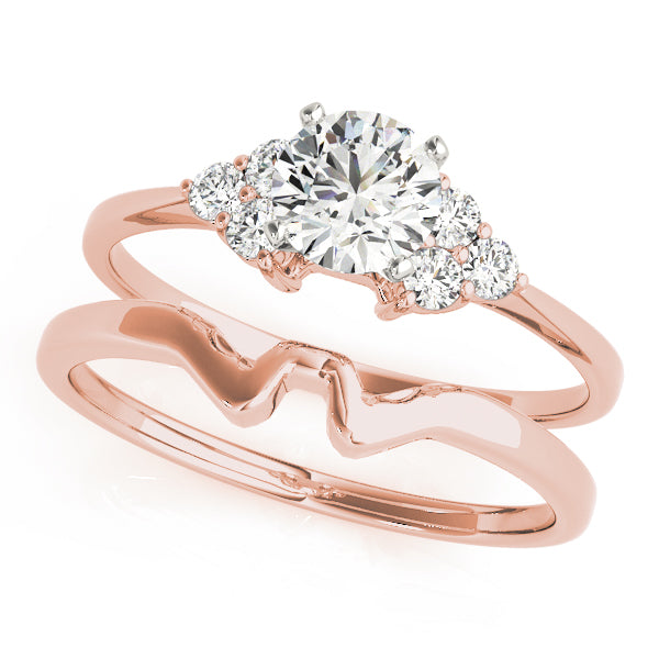 Heirloom Cluster Sides Round Diamond Engagement Ring — 9K/18K Gold & Platinum