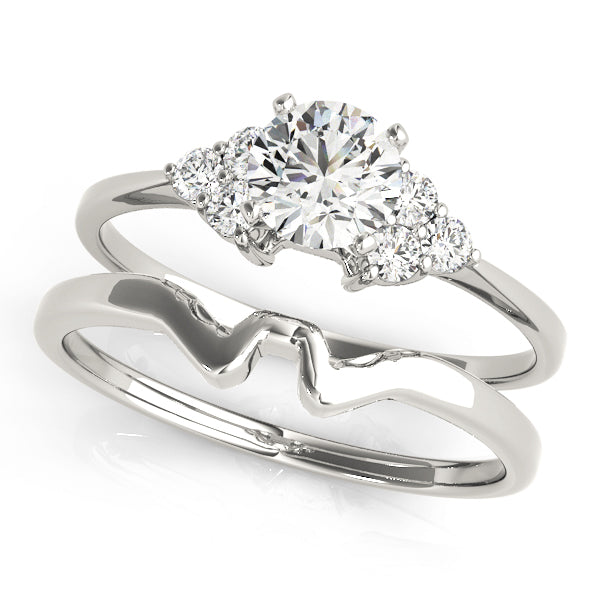 Heirloom Cluster Sides Round Diamond Engagement Ring — 9K/18K Gold & Platinum