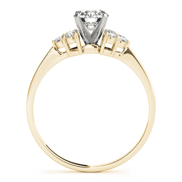 Heirloom Cluster Sides Round Diamond Engagement Ring — 9K/18K Gold & Platinum