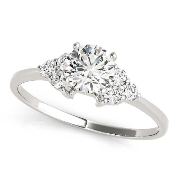 Heirloom Cluster Sides Round Diamond Engagement Ring — 9K/18K Gold & Platinum