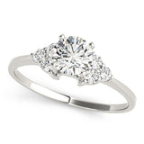Heirloom Cluster Sides Round Diamond Engagement Ring — 9K/18K Gold & Platinum
