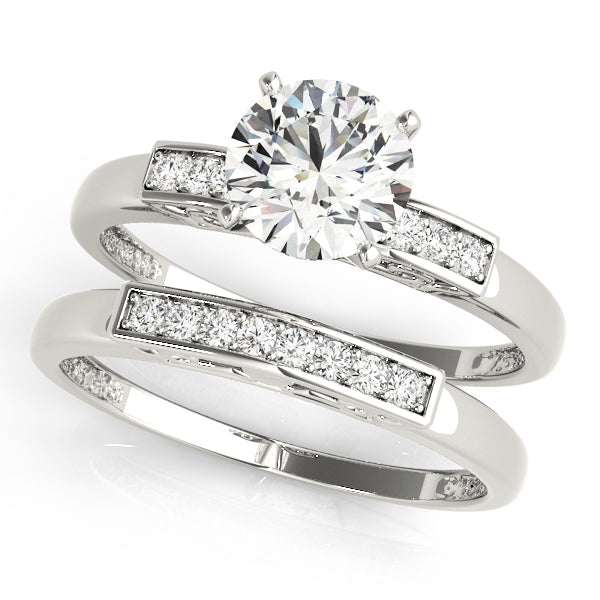 Luxe Channel-Set Round Diamond Engagement Ring — 9K/18K Gold & Platinum