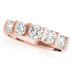 5-Stone Bar Set Half Eternity Ring in Gold & Platinum