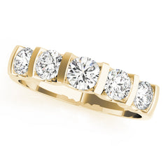 5-Stone Bar Set Half Eternity Ring in Gold & Platinum
