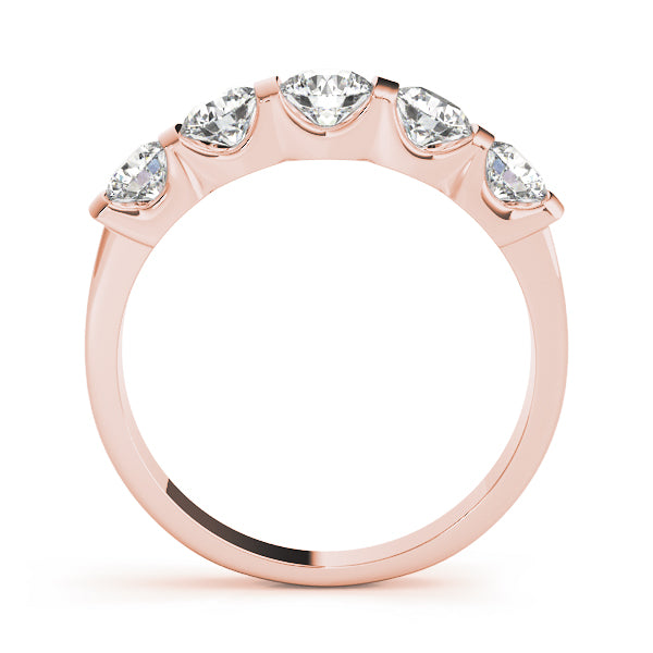 5-Stone Bar Set Half Eternity Ring in Gold & Platinum