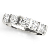 5-Stone Bar Set Half Eternity Ring in Gold & Platinum