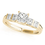 Exquisite Fancy Shape Baguette Princess Diamond Engagement Ring — 9K/18K Gold & Platinum