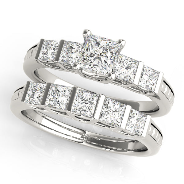 Exquisite Fancy Shape Baguette Princess Diamond Engagement Ring — 9K/18K Gold & Platinum