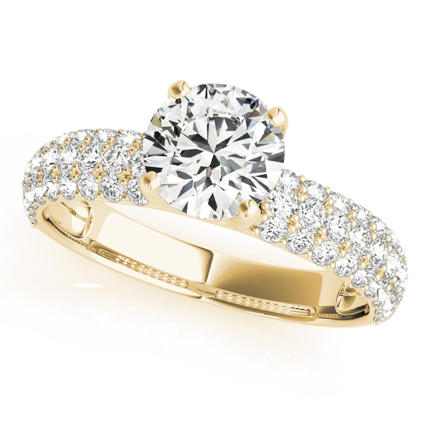 Sophisticated Pave Round Diamond Engagement Ring — 9K/18K Gold & Platinum