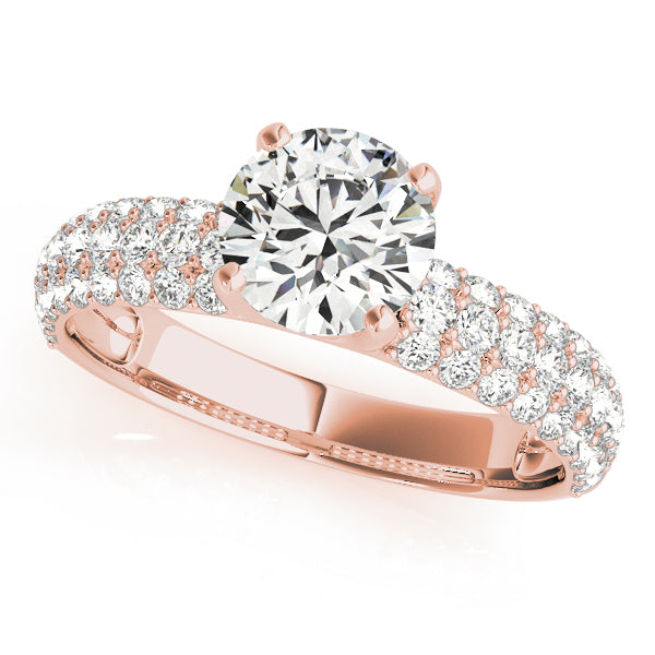 Sophisticated Pave Round Diamond Engagement Ring — 9K/18K Gold & Platinum