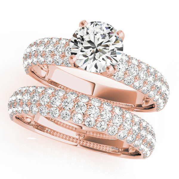 Sophisticated Pave Round Diamond Engagement Ring — 9K/18K Gold & Platinum