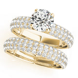 Sophisticated Pave Round Diamond Engagement Ring — 9K/18K Gold & Platinum