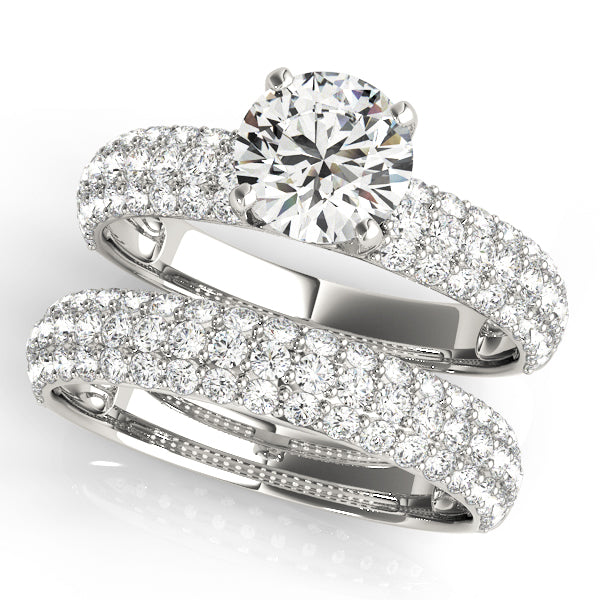 Sophisticated Pave Round Diamond Engagement Ring — 9K/18K Gold & Platinum