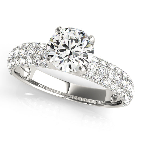 Sophisticated Pave Round Diamond Engagement Ring — 9K/18K Gold & Platinum