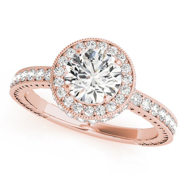 Radiant Halo Round Diamond Engagement Ring — 9K/18K Gold & Platinum
