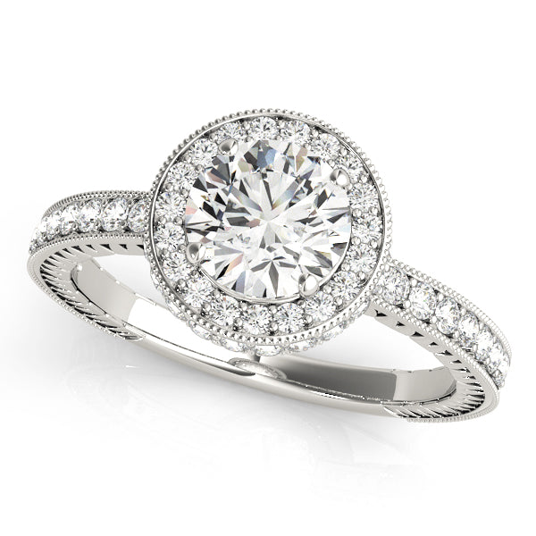 Radiant Halo Round Diamond Engagement Ring — 9K/18K Gold & Platinum