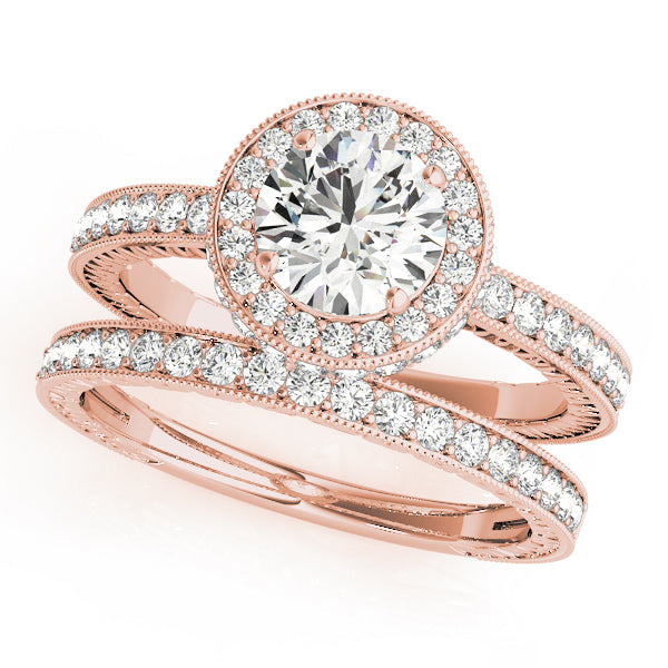 Radiant Halo Round Diamond Engagement Ring — 9K/18K Gold & Platinum