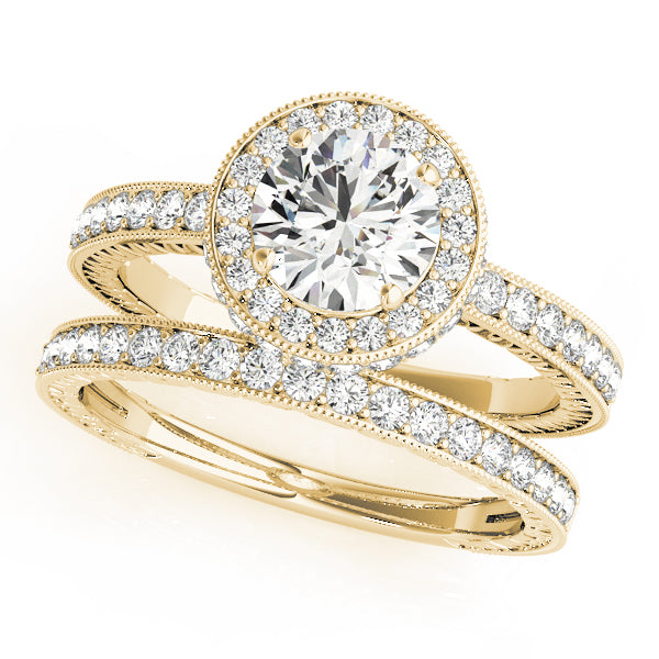 Radiant Halo Round Diamond Engagement Ring — 9K/18K Gold & Platinum