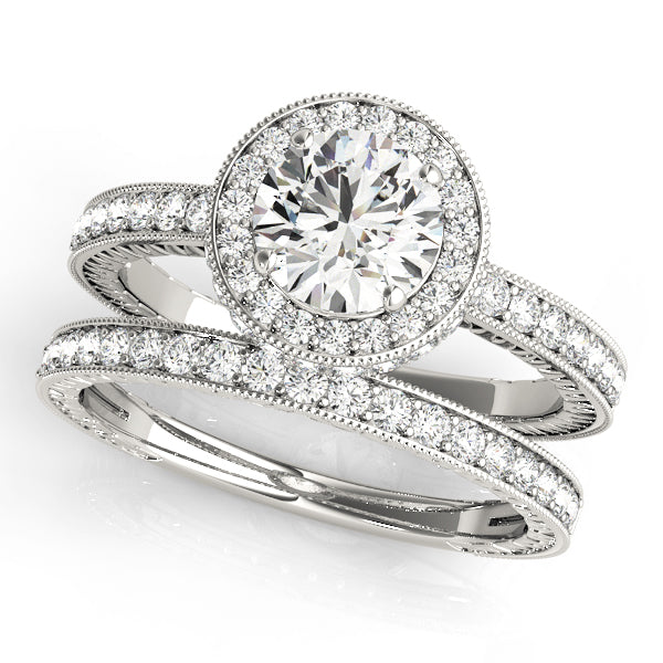 Radiant Halo Round Diamond Engagement Ring — 9K/18K Gold & Platinum