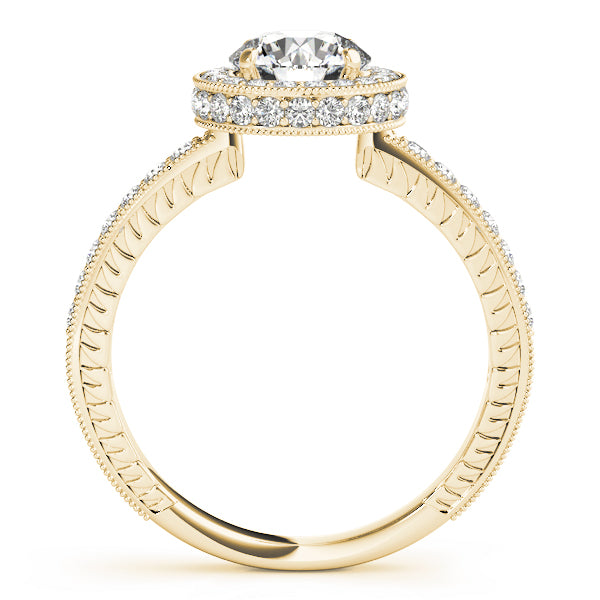 Radiant Halo Round Diamond Engagement Ring — 9K/18K Gold & Platinum