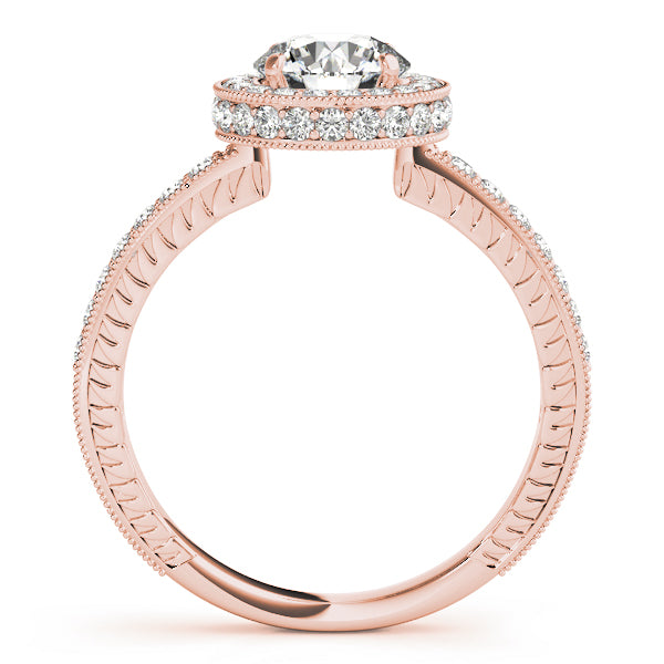 Radiant Halo Round Diamond Engagement Ring — 9K/18K Gold & Platinum