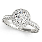 Radiant Halo Round Diamond Engagement Ring — 9K/18K Gold & Platinum