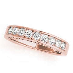 Single Row Prong in Channel Wedding Half Eternity Ring in Gold & Platinum
