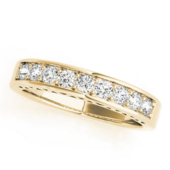 Single Row Prong in Channel Wedding Half Eternity Ring in Gold & Platinum