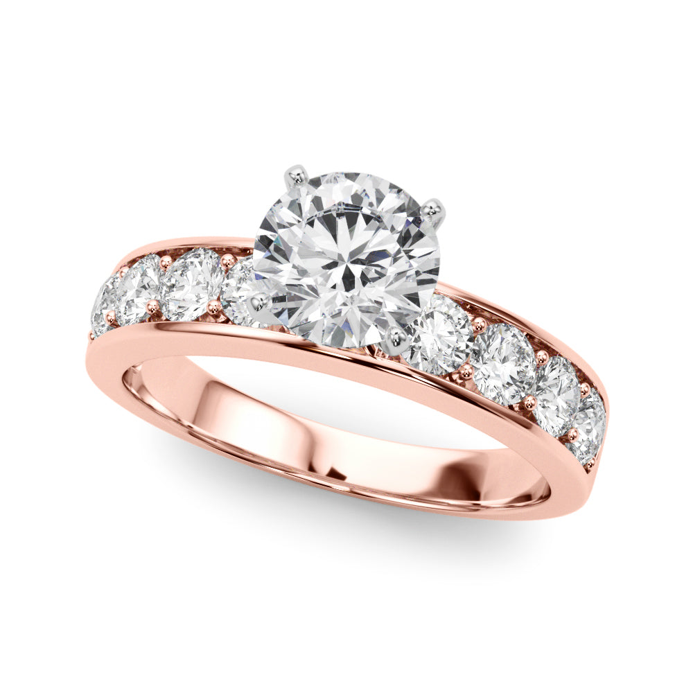 Majestic Channel-Set Round Diamond Engagement Ring — 9K/18K Gold & Platinum