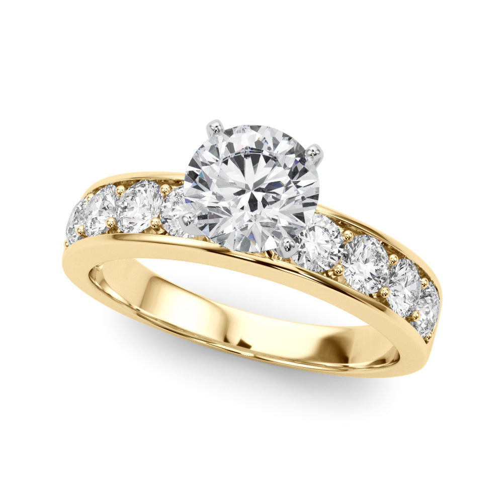 Majestic Channel-Set Round Diamond Engagement Ring — 9K/18K Gold & Platinum