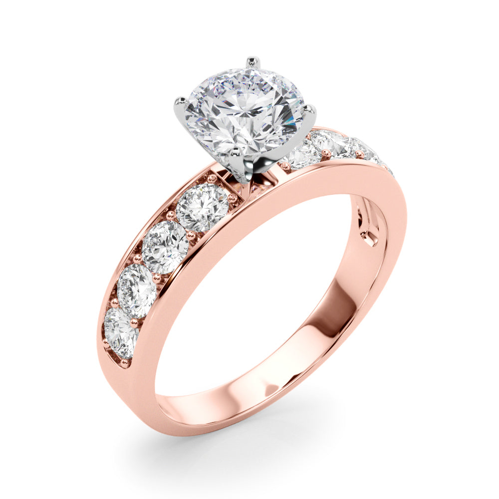 Majestic Channel-Set Round Diamond Engagement Ring — 9K/18K Gold & Platinum