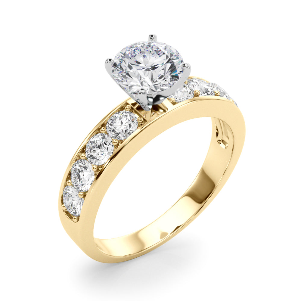 Majestic Channel-Set Round Diamond Engagement Ring — 9K/18K Gold & Platinum
