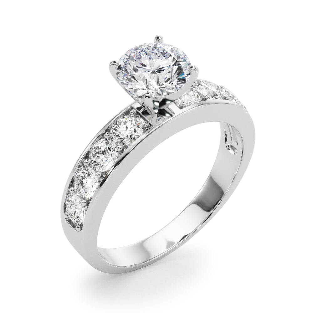 Majestic Channel-Set Round Diamond Engagement Ring — 9K/18K Gold & Platinum