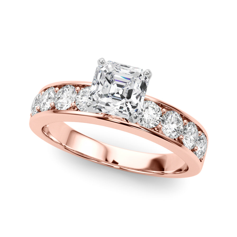 Majestic Channel-Set Round Diamond Engagement Ring — 9K/18K Gold & Platinum