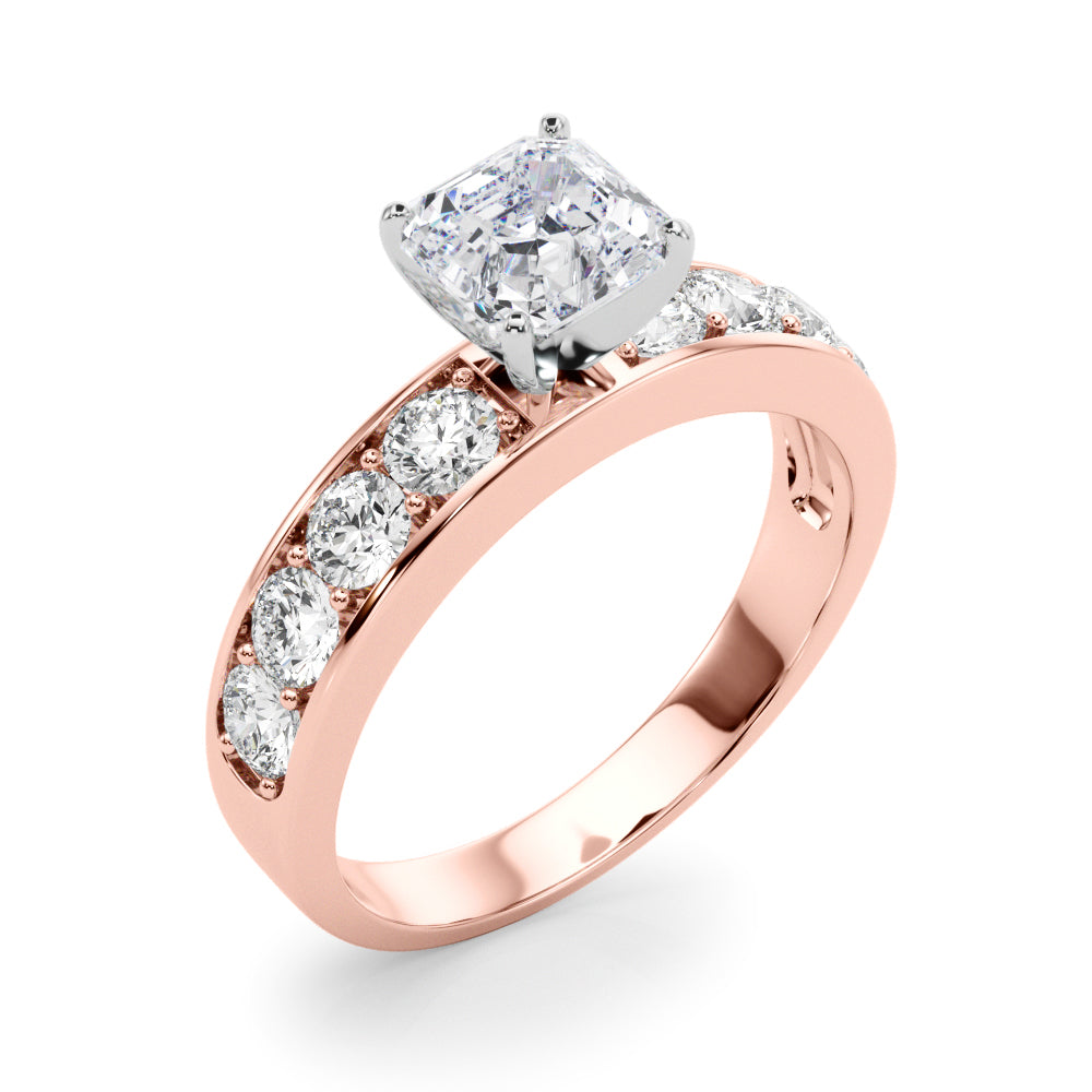 Majestic Channel-Set Round Diamond Engagement Ring — 9K/18K Gold & Platinum