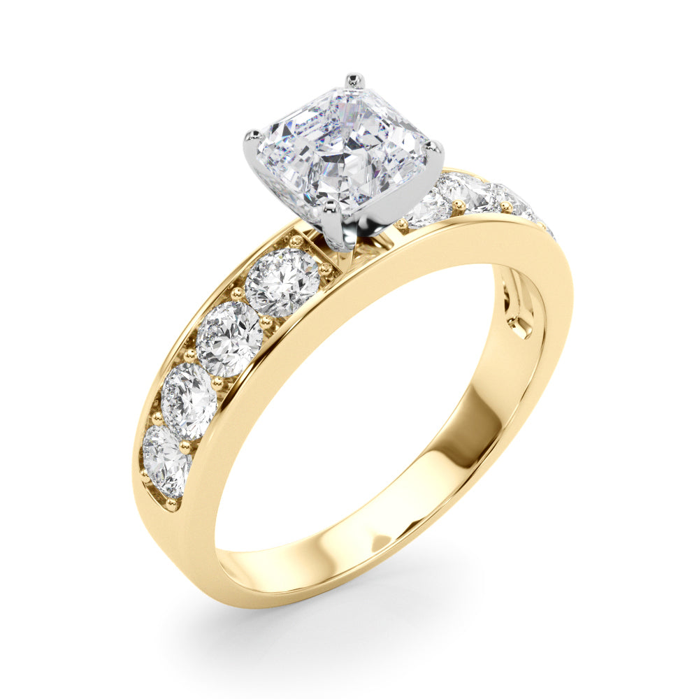 Majestic Channel-Set Round Diamond Engagement Ring — 9K/18K Gold & Platinum